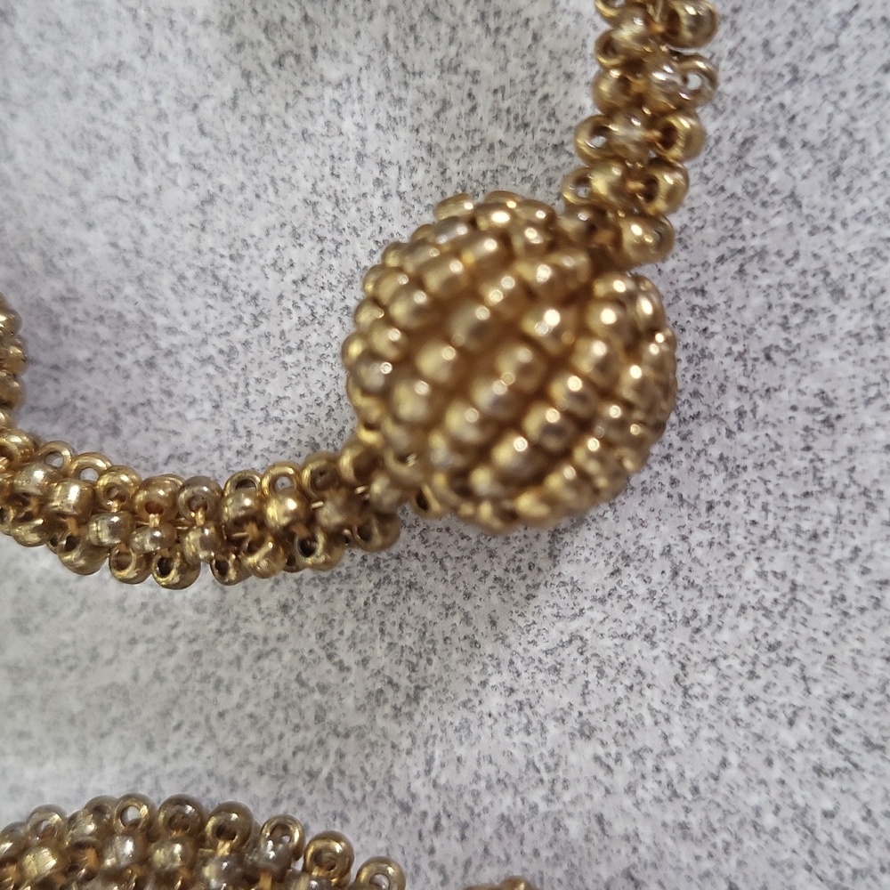 Gold-Tone Beaded Hoop Earrings - Fashion Jewelry - Picture 5 of 7